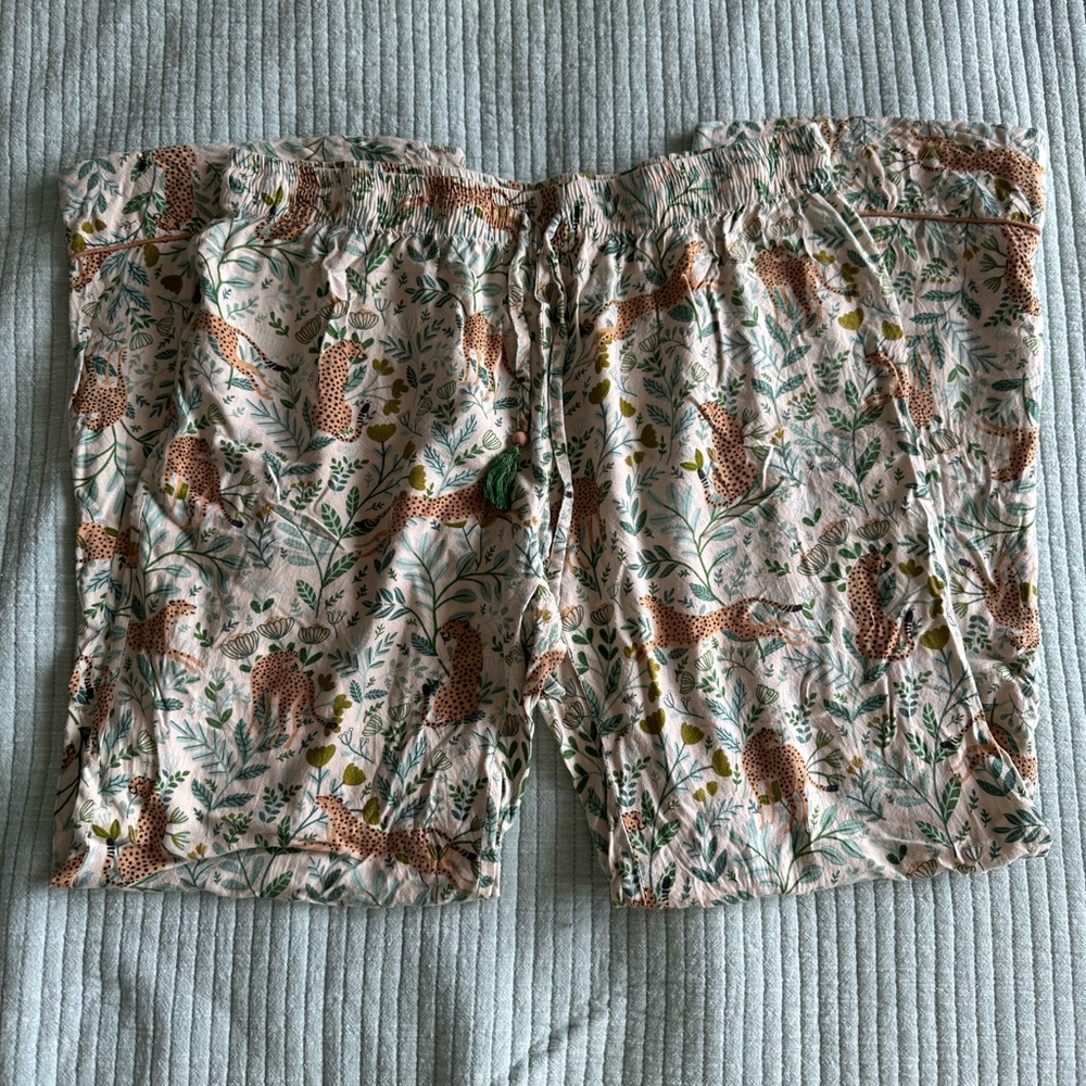 World Market leopard pajama pants